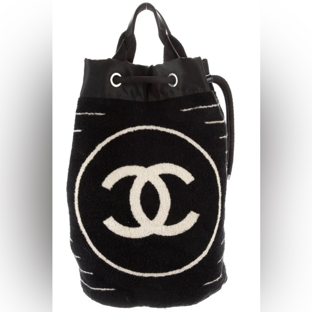 ❤️SOLD❤️CHANEL CC BACKPACK LARGE TERRY DRAWSTRING BLACK RARE!!